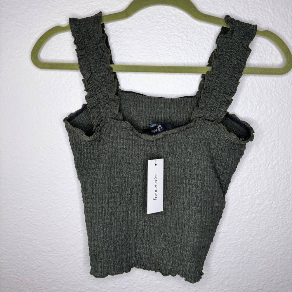 Green crop tank top